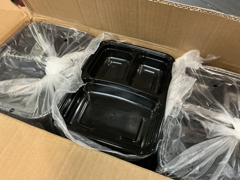 Condition photo showing New/Like New for Freshware Meal Prep Containers [150 Pack] 3 Compartment with Lids, Food Containers, Lunch Box, Stackable, Bento Box, Microwave/Dishwasher Safe (32 oz)