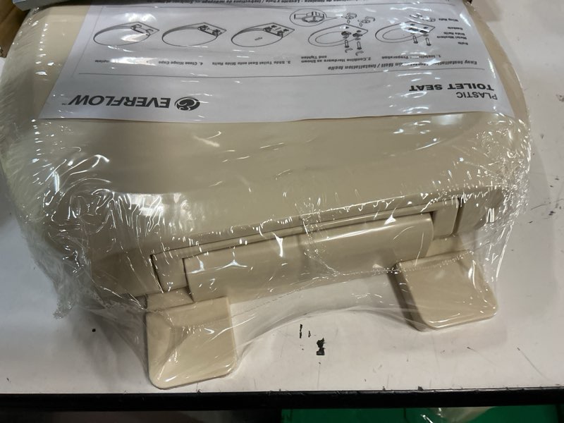 Condition photo showing New/Like New for highcraft premium round toilet seat with slow-close design, adjustable hinges & quick removal mechanism - molded plastic toilet seat - fits standard round toilets - toilet seat in bone/beige round bone