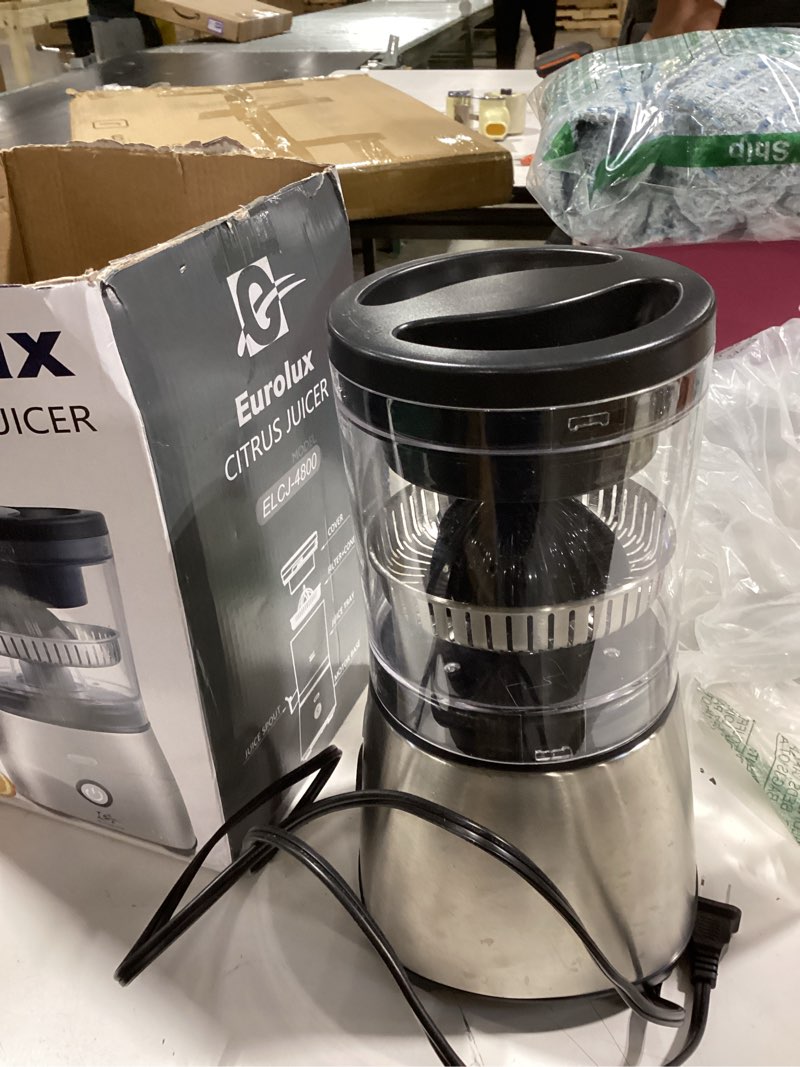 Condition photo showing Good Condition for eurolux electric citrus juicer stainless steel | premium hands-free one-touch orange juice squeezer for oranges, lemons, and limes | quiet operation, easy to clean, countertop small kitchen appliance