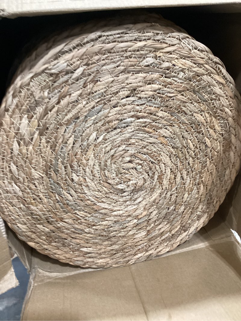 Condition photo showing Good Condition for kochorie set of 60 round woven placemats 12 inches bulrush placemats natural hand-woven boho rattan placemat wicker table mats farmhouse weave place mats for home dining 60 12 inch