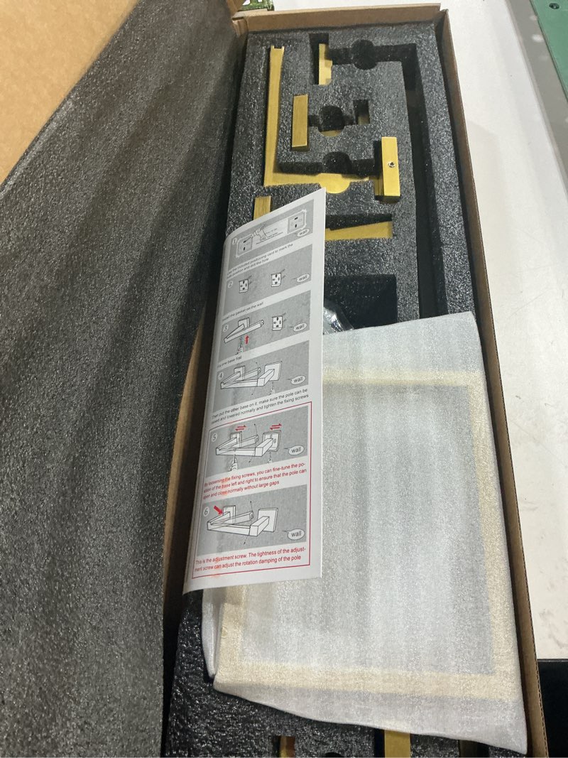 Condition photo showing Good Condition for TNOMS 5-Piece Towel Bar Set Brushed Gold Bathroom Hardware Accessories Set Includes Upgraded Double Base Toilet Paper Holder,Modern Square Towel Holder Set Stainless Steel Wall Mount 23.6 Inch 5-pcs Gold