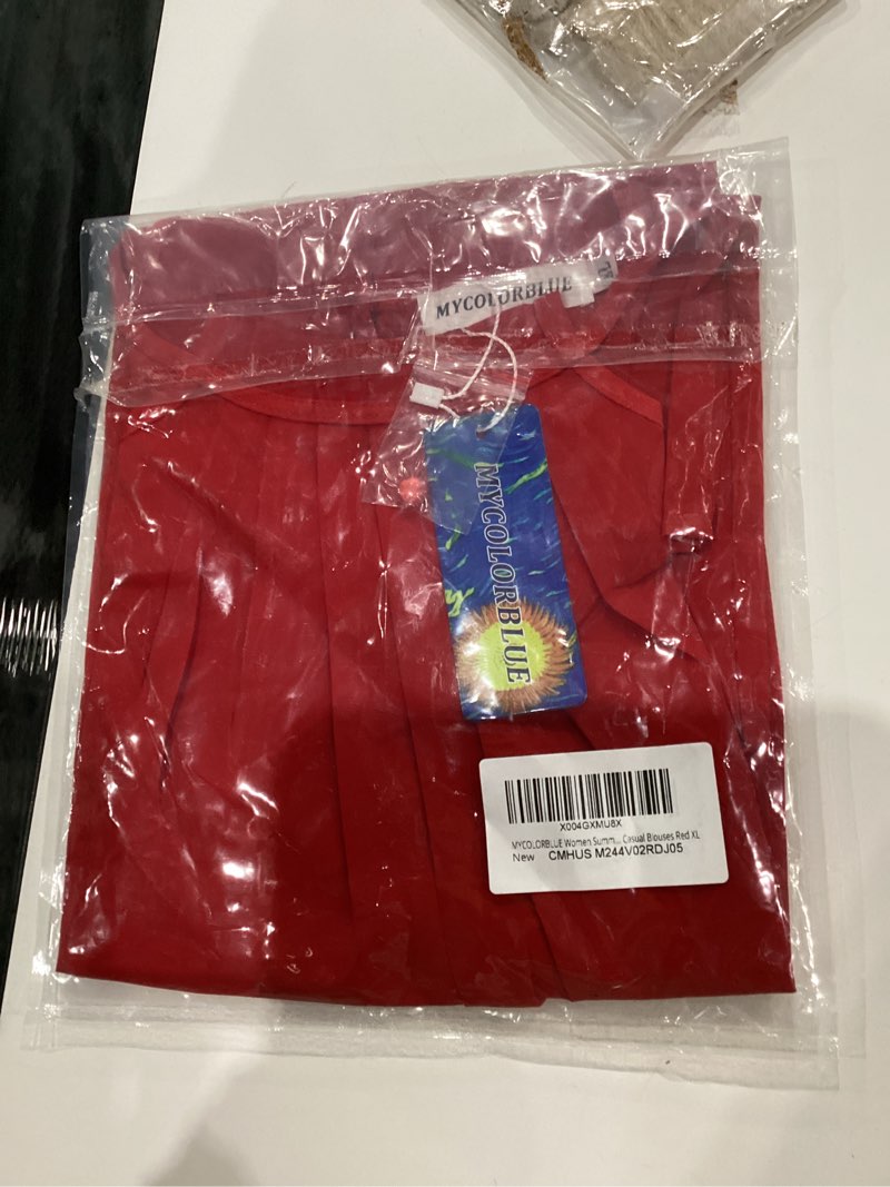 Condition photo showing New/Like New for Women Summer Chiffon Pleated Halter Neck Tank Tops Casual Sleeveless Dressy Blouses Medium Red