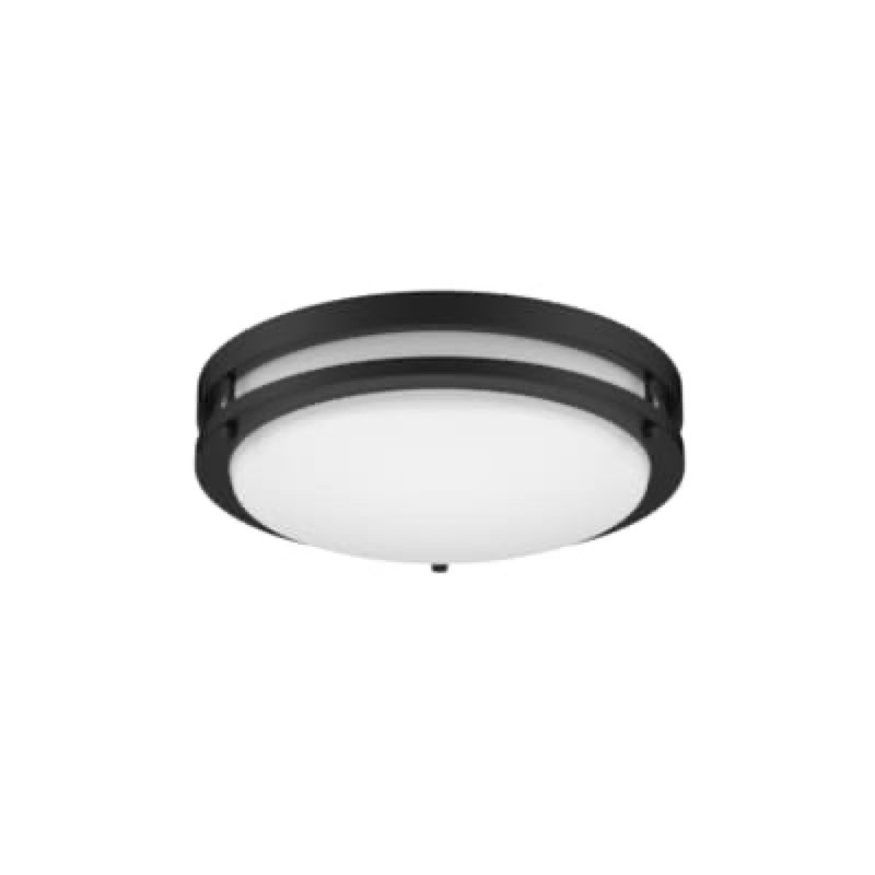 project source 11-in matte black indoor 1 -light led tunable white flush mount light with plastic