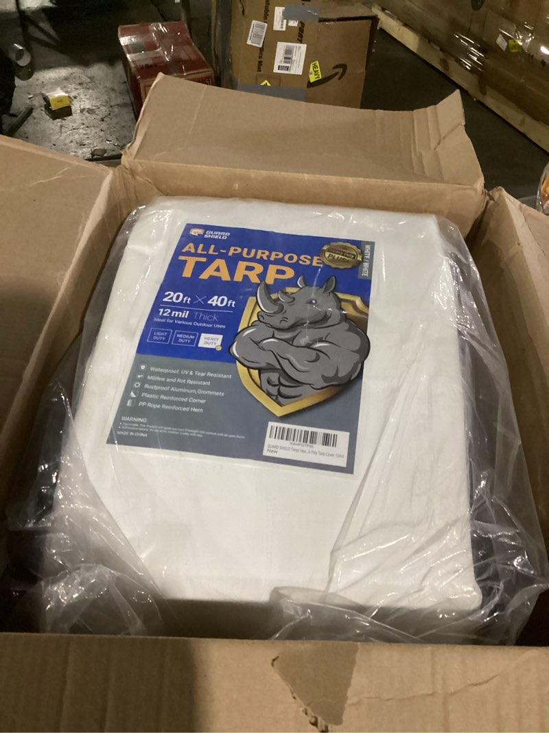 Condition photo showing Good Condition for guard shield white tarps heavy duty waterproof 20x40 feet large thick tarp cover 12mil white 20x40