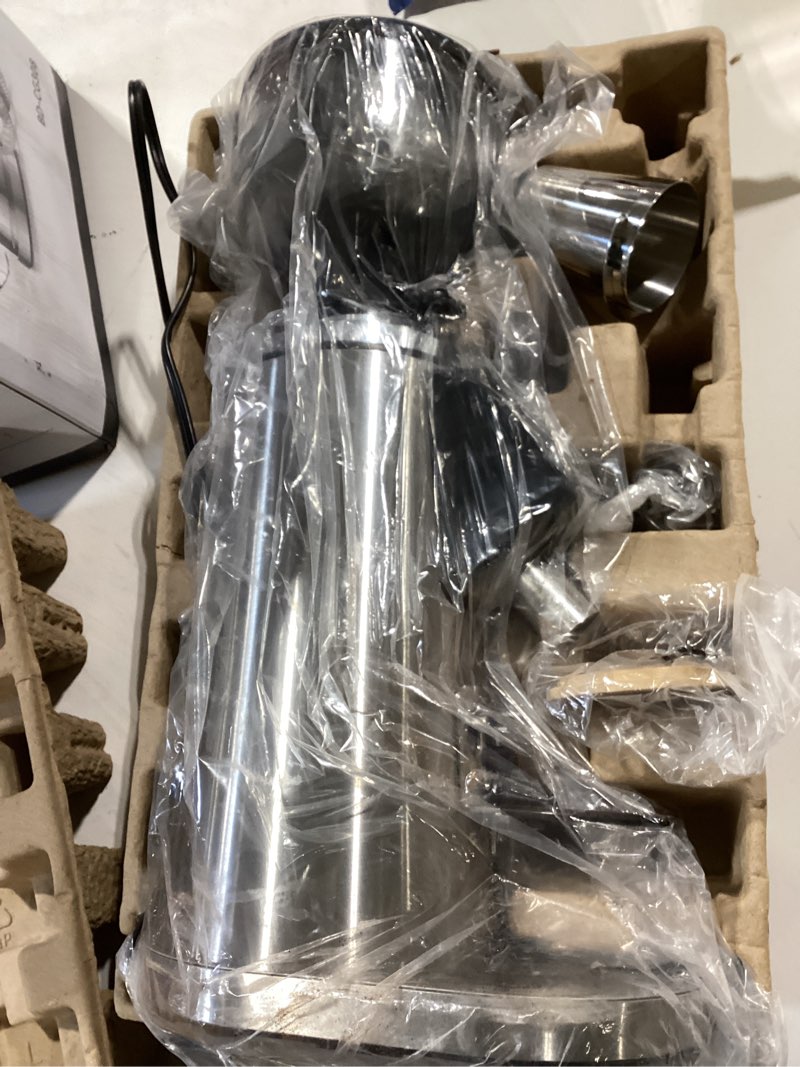 Condition photo showing Good Condition for mokkom professional 64mm flat burr coffee grinder with 100 grind settings, all-metal stainless steel body, coffee bean grinder with adjustable electronic timer, anti-static, led display