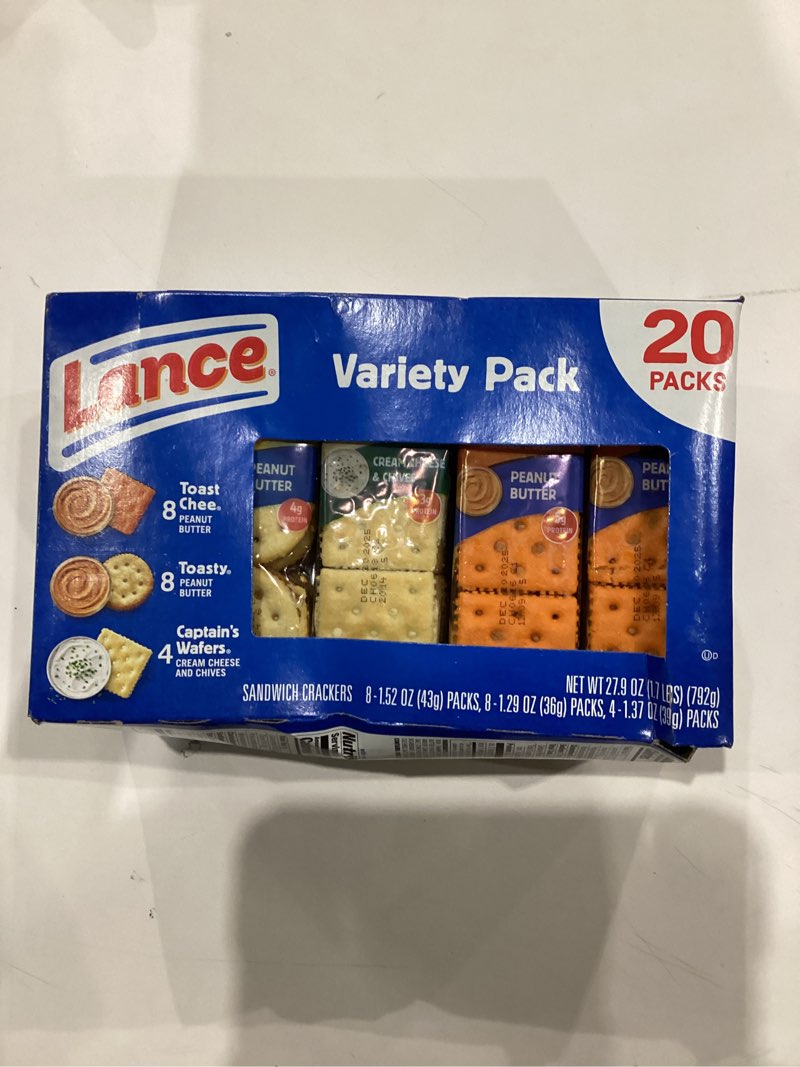 Condition photo showing As Is for Lance Sandwich Crackers  Variety Pack  3 Flavors  20 Individually Wrapped Packs  6 Sandwiches Each