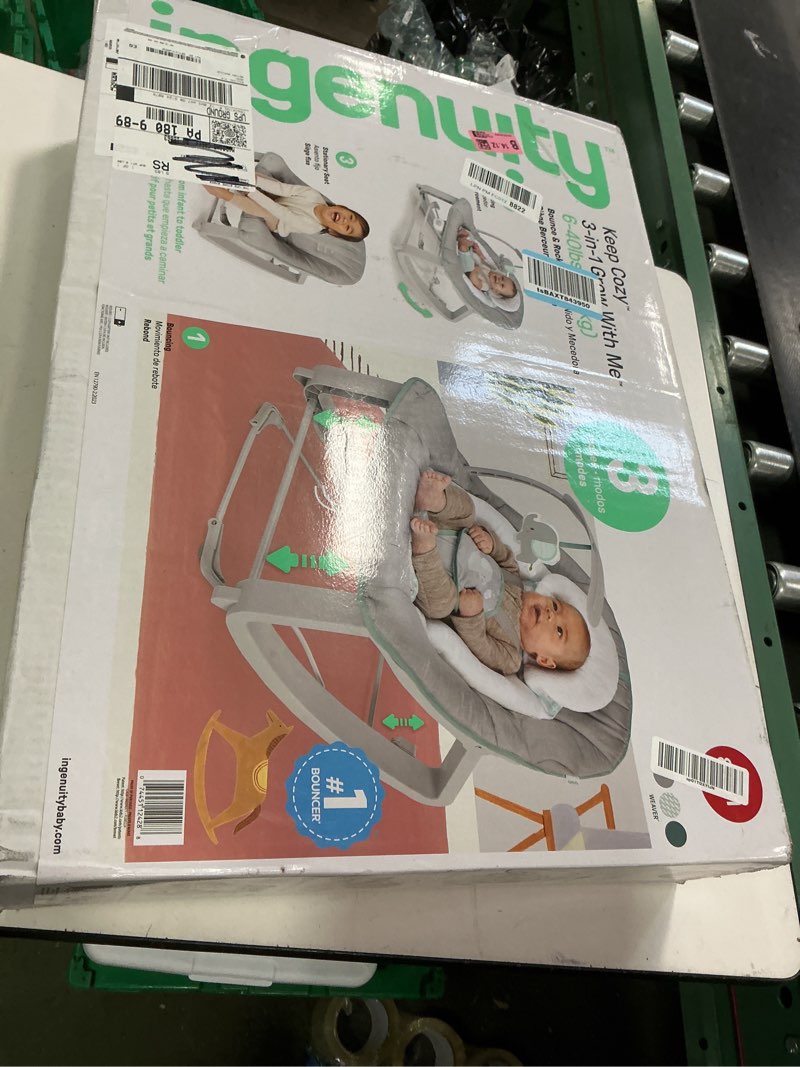 Condition photo showing Good Condition for Ingenuity Keep Cozy 3-in-1 Grow with Me Vibrating Baby Bouncer, Seat & Infant to Toddler Rocker, Vibrations & -Toy Bar, 0-30 Months Up to 40 lbs (Weaver)