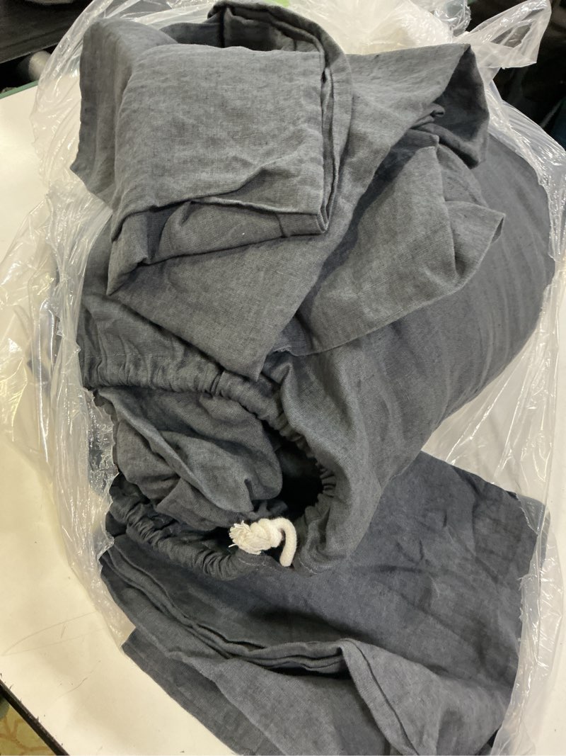 Condition photo showing As Is for european linen sheet set, king, charcoal