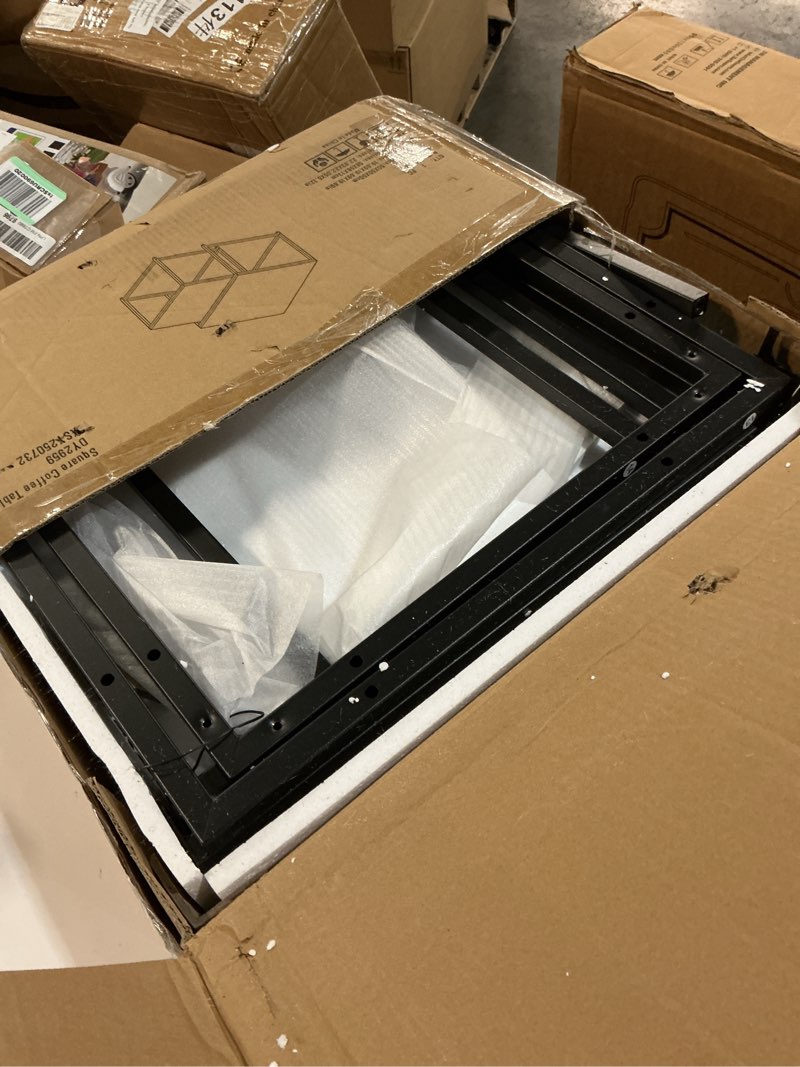 Condition photo showing As Is for Garden 4 you Coffee Table Set of 2, Modern Faux Marble Nesting Table, Metal Frame Square Center Table Set, Side Tables, Nesting Coffee Table for Living Room, Bedroom and Small Spaces, 19.7in Black White & Black 19.7"