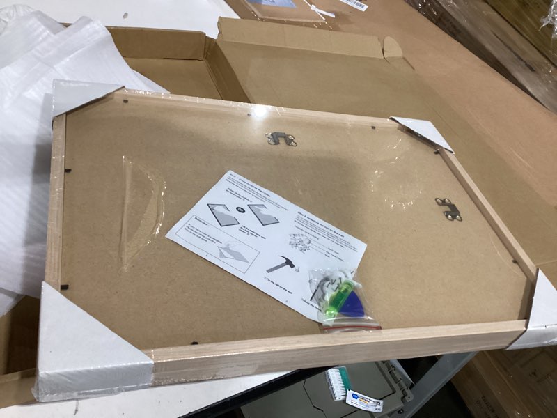 Condition photo showing Good Condition for natural solid wood picture frame features corner protectors and pre-installed sawtooth hangers on the back for easy vertical or horizontal wall mounting set of two