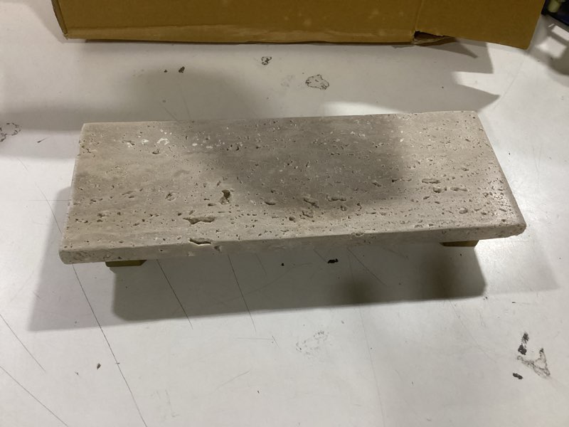 Condition photo showing Good Condition for Mud Pie Large Travertine Footed Tray; 4\" x 11\"