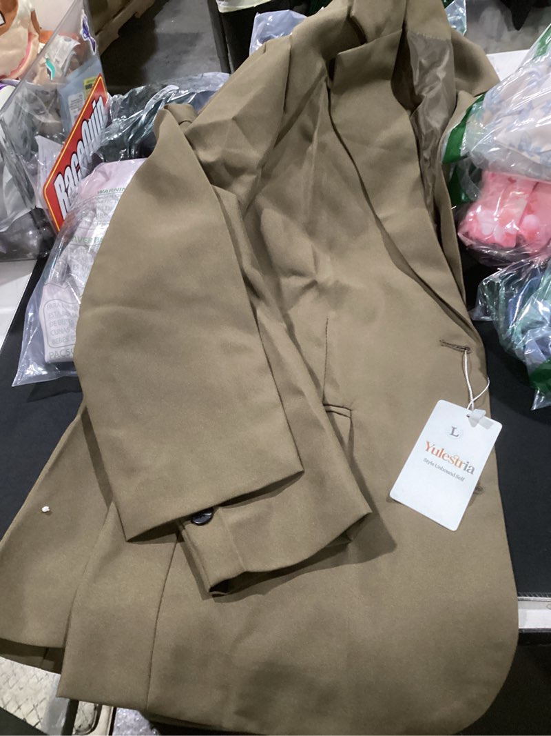 Condition photo showing New/Like New for womens casual blazer open front long sleeve suit jackets work office outfits brown large