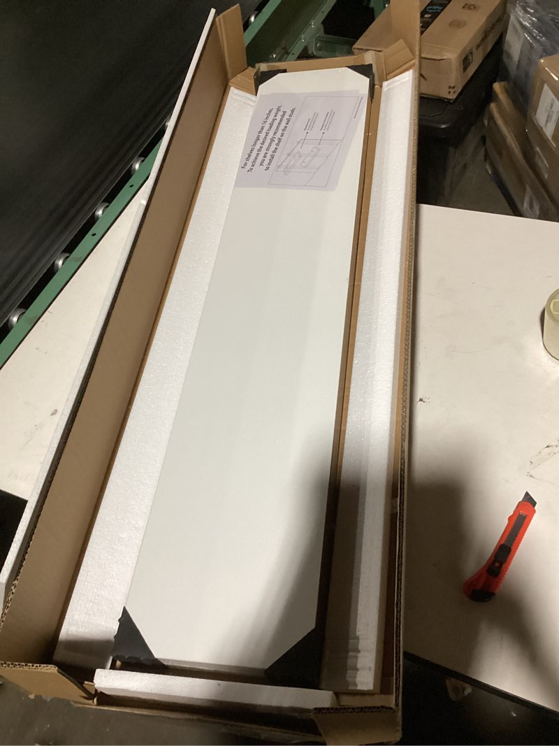 Condition photo showing Good Condition for WELLAND 48 inch White Mission Floating Shelves for Wall, Bathroom and Bedroom, Modern Display and Book Shelves, Kitchen 47 1/4" x 9 1/4" x 2" White