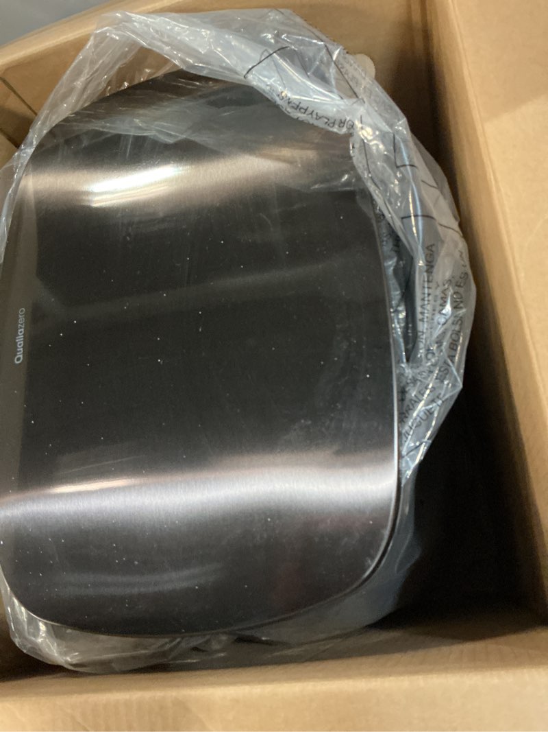 Condition photo showing As Is for qualiazero 50l / 13.2 gallon rectangular step can - black - 13.2 gallons