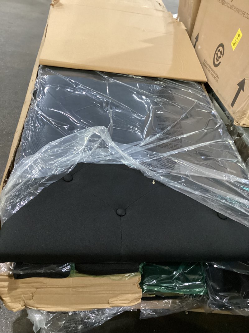 feonase king size bed frame with wingback tufted headboard, upholstered platform bed frame with heav