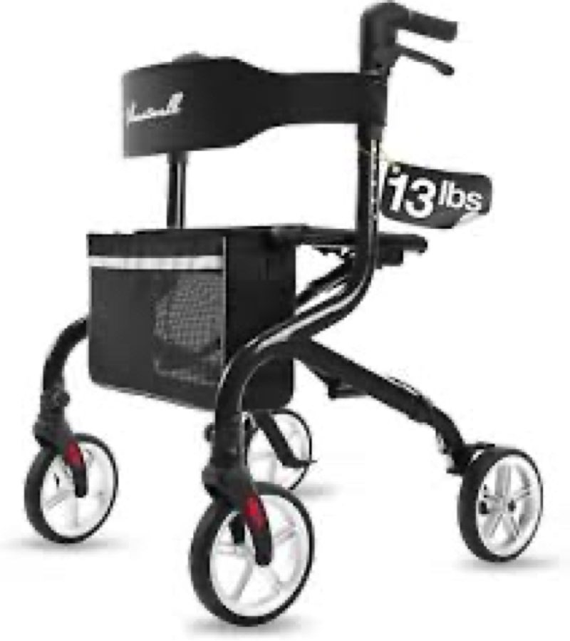PLANET WALK Super Lightweight Rollator Walker for Seniors, Foldable Rolling Walker with Seat and 8" 