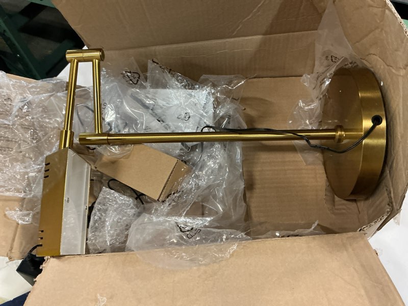 Condition photo showing As Is for Nintiue Upgraded Modern Arc Dimmable Tall Standing Floor Lamp with Linen Shade, 1200 Lumens LED Bulb Included, for Living & Reading Room, Bedroom, Office & Nursery, Gold Gold-Linen Shade