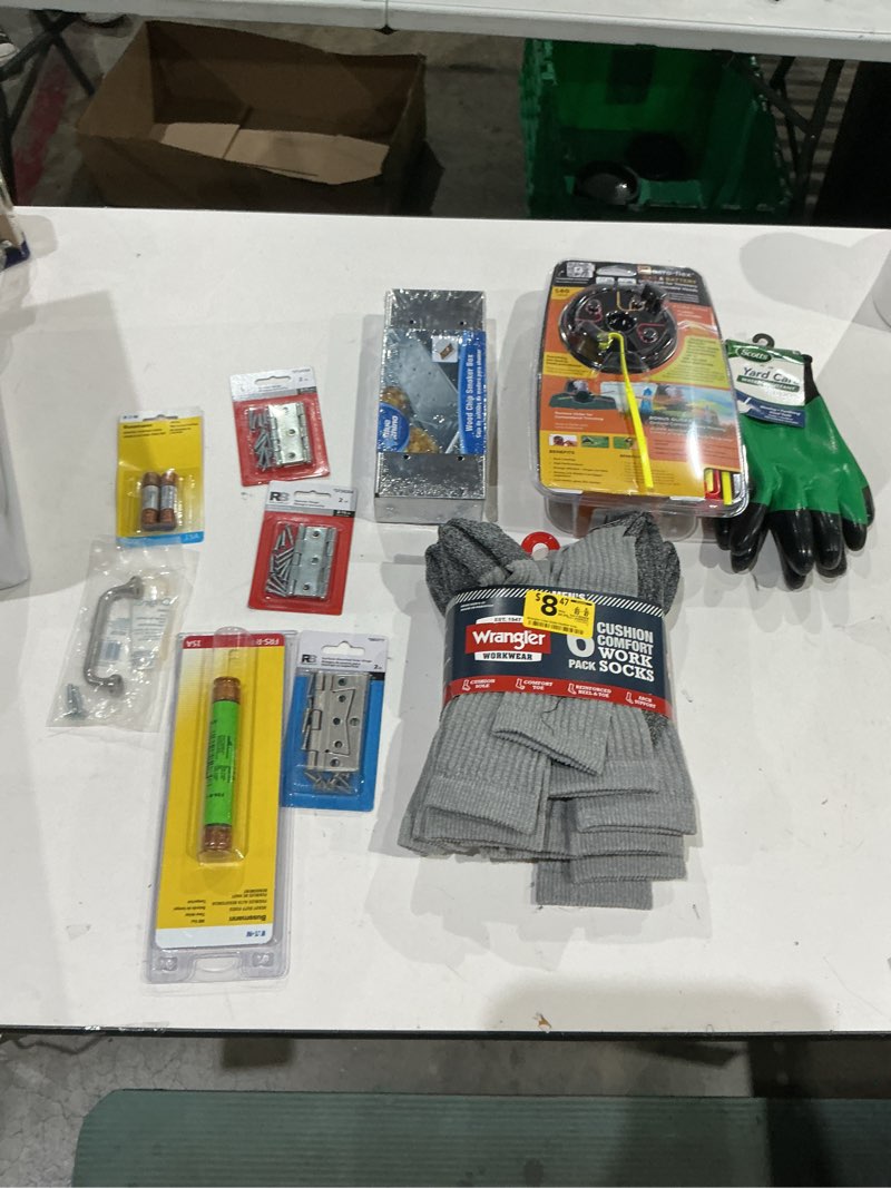 Condition photo showing As Is for assorted home improvement lot (small tools, screw, home accessories, etc.)