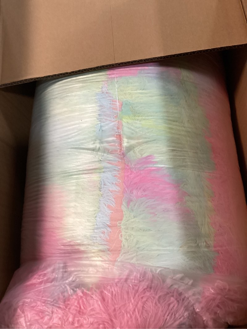 Condition photo showing Good Condition for aetvrni luxury plush shaggy thick fluffy comforter warm, big heavy winter faux fur comforter set, ultra soft thick blanket casual all season bedding 1 piece,rainbow,full rainbow full