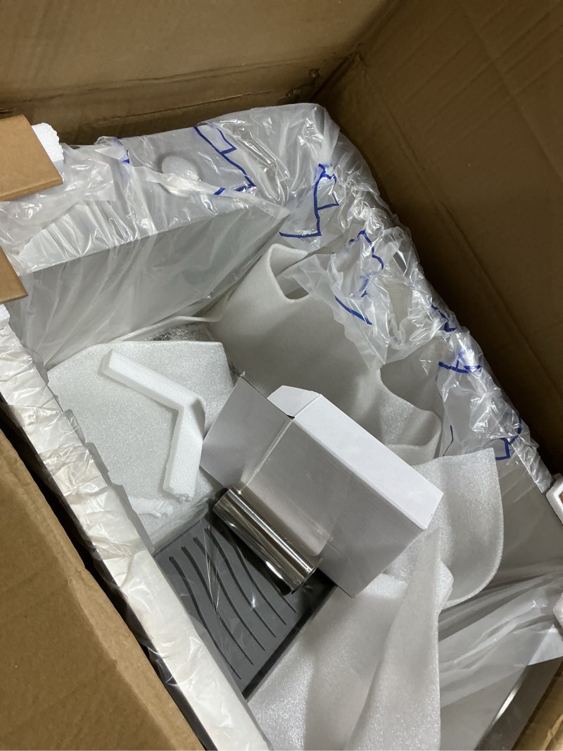 Condition photo showing As Is for small kitchen sink,15x20 inch bar sink stainless steel drop in small kitchen sink ideal choice for small space nice as toprmount prep sink,rv kitchen sink with bottom grid,soap mat and drain assembly 15x20 stainless