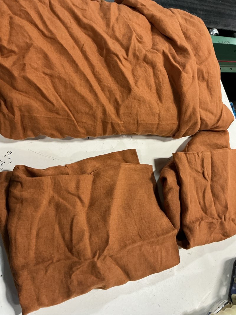 Condition photo showing Good Condition for quince, european linen duvet cover set (3 pcs)full/queen, terracotta