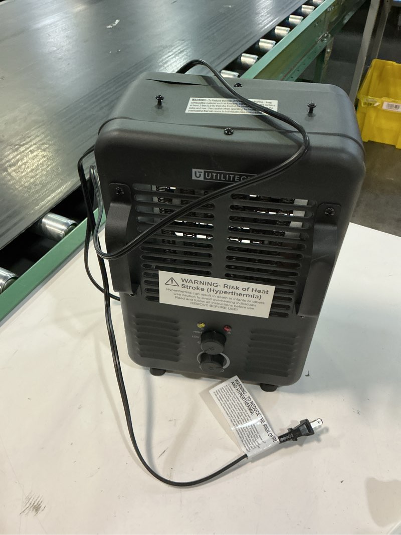 Condition photo showing As Is for utilitech 1500 -watt utility fan utility indoor electric space heater with thermostat