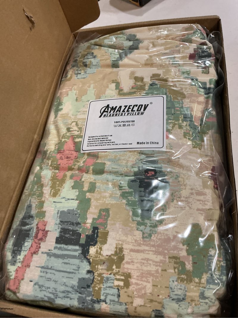 Condition photo showing New/Like New for non-slip head pillow for recliners - neck support cushion with velvet cover for pain relief at home, office and travel (boho)