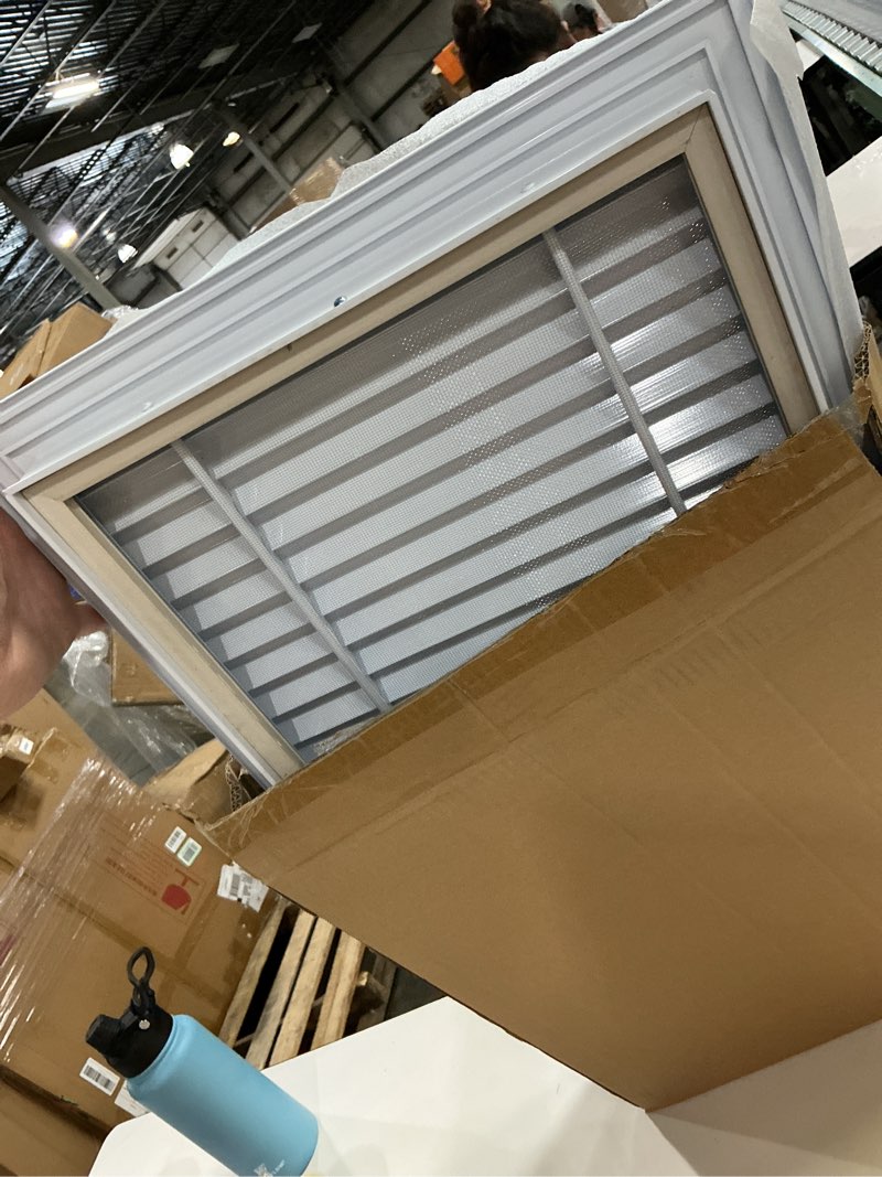 Condition photo showing Good Condition for 2pcs 16" x 16" premium aluminum gable vents with screen, paintable design -ideal for attic and shed ventilation, vent opening 14"x14" (white 16" x 16"-2 pack)