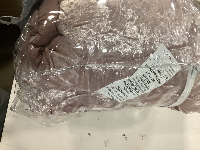 Condition photo showing As Is for Comfort Spaces Juliette Luxe Comforter Set Velvet Lush with Soft Brushed Microfiber Reverse, All Season Cozy Velvet Bedding Sets, Fluffy Comforter Bed Set, Matching Sham, Blush Full/Queen 3 Piece