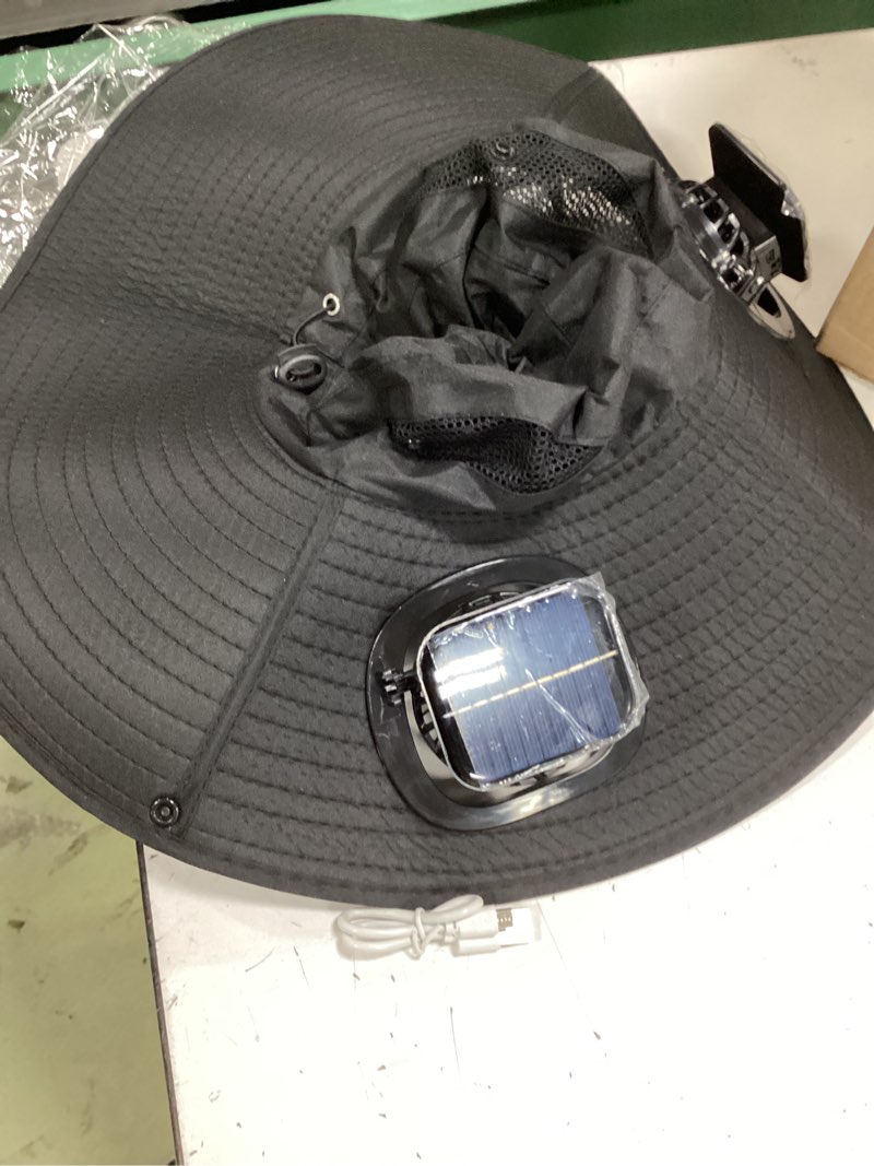 Condition photo showing Good Condition for solar fan hat,solar powered fan hat for men women,wide brim sun hat with 2 solars fan,2-in-1 hands-free hats fans black