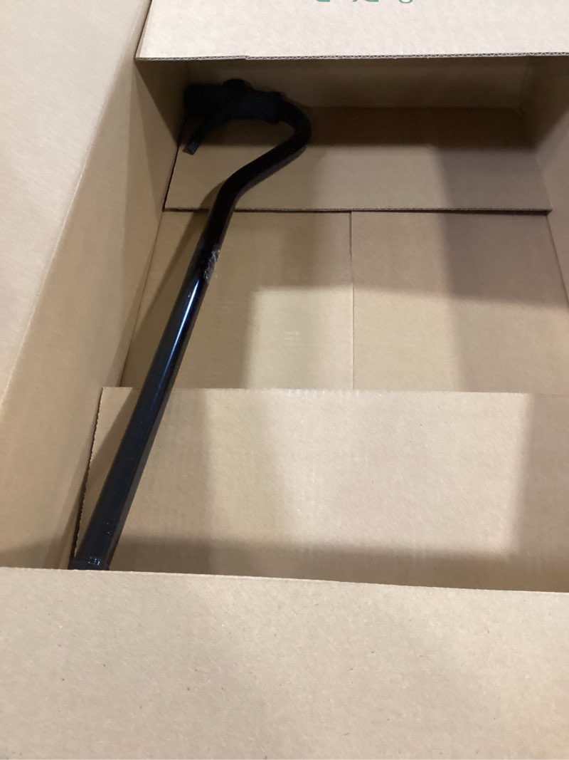 Condition photo showing As Is for dmi walking cane and walking stick for adult men and women, fsa eligible, lightweight and adjustable from 30-39 inches, supports up to 250 pounds with ergonomic hand grip and wrist strap, black 1