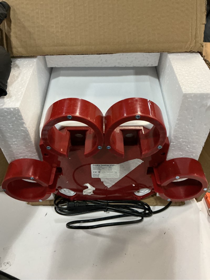 Condition photo showing Good Condition for Hanging Heated Chicken Waterer, 3 Gallon Plastic Chicken Water Heater Heated Poultry Drinker, Detachable Legs, Winter and Summer Dual-use, Poultry Water Heater for Chicken Goose Duck - Red