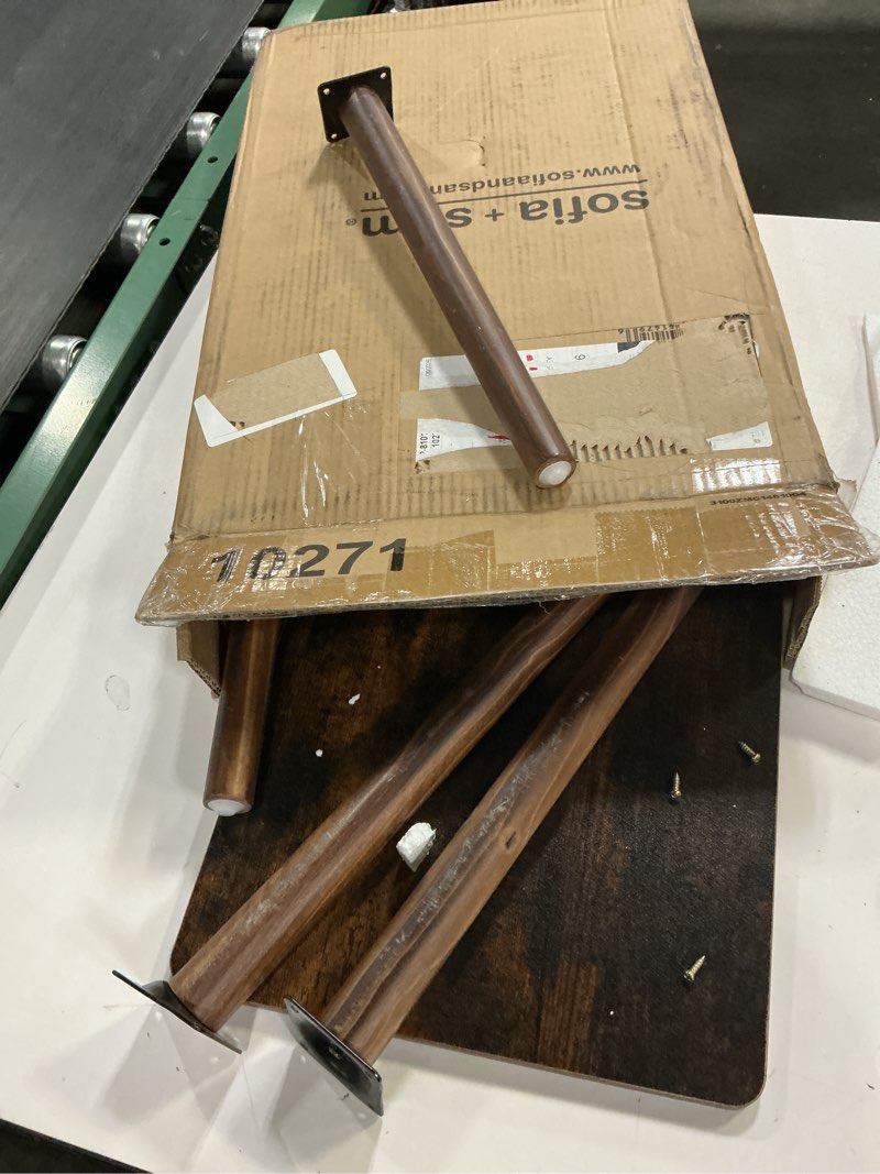 Condition photo showing As Is for awasen side table, small wood end table living room, mini bed side table modern accent nightstand with solid wood for bedroom office small spaces, rustic brown dark rustic brown