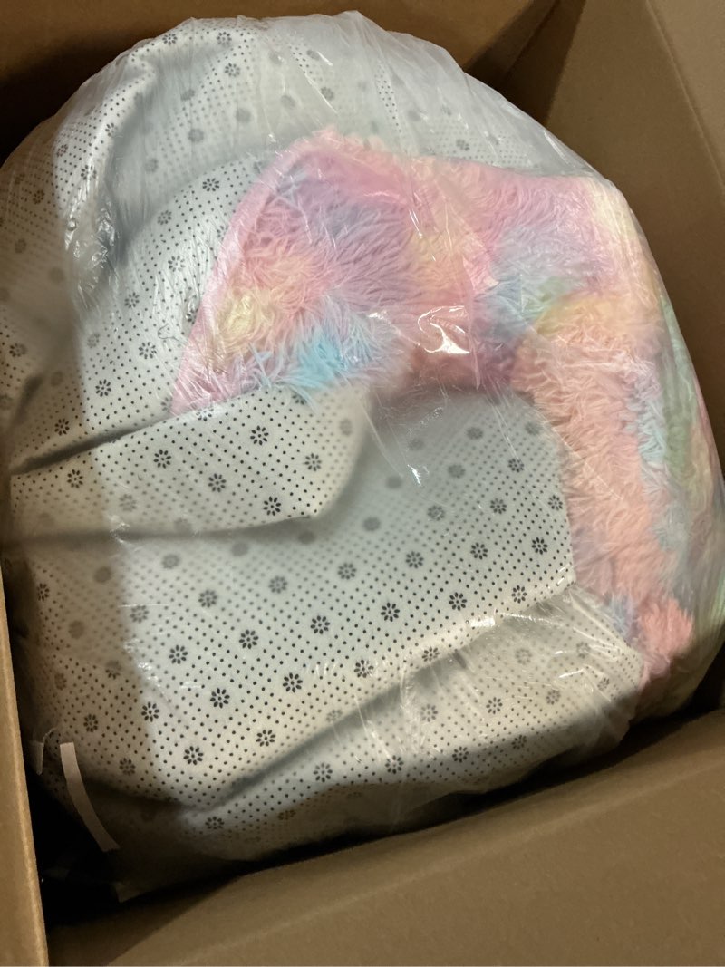 Condition photo showing As Is for Ompaa Rainbow 9x12 Feet Area Rugs, Large Rainbow Rug for Girls Bedroom, Pastel Unicorn Kawaii Tie Dy