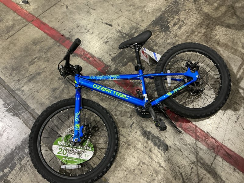 Condition photo showing As Is for ozark trail 20" mountain bicycle, 7 speed, fits riders 3'11"-4'4", child, unisex, blue