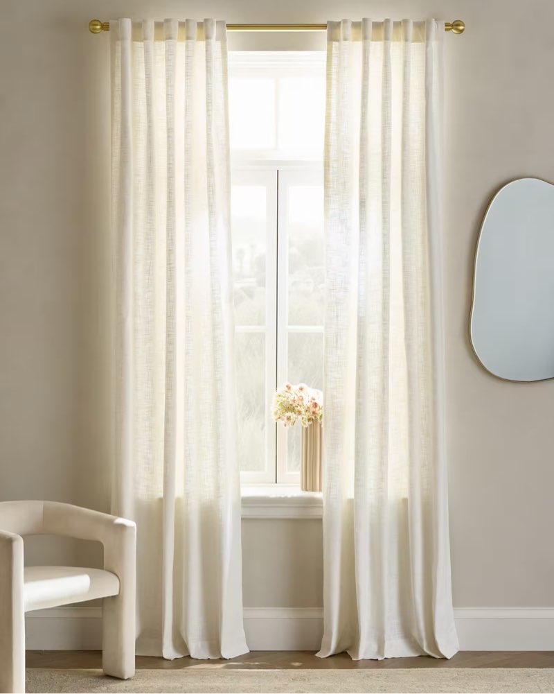 textured cotton curtain beige 48x84