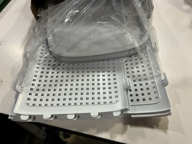 Condition photo showing As Is for sufdari 90l laundry basket with wheels, rolling laundry hamper with lid and handles, plastic rattan clothes organizer, dirty clothes basket for laundry room, bedroom, dormitory storage