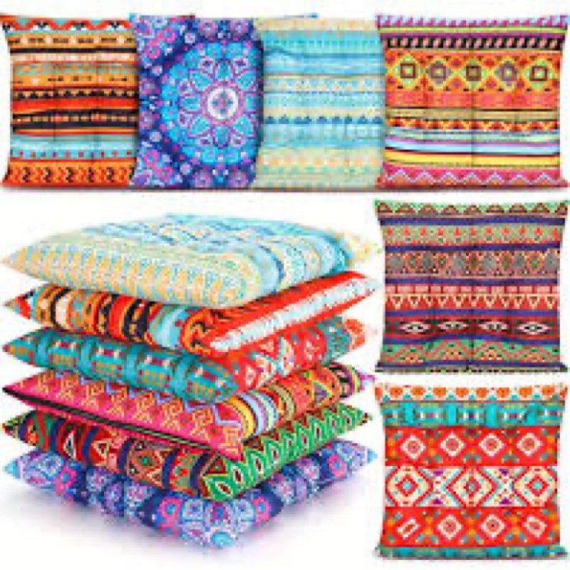 6 Pcs Bohemian Floor Pillows Seating 15 Inch Boho Floor Cushions Classic
