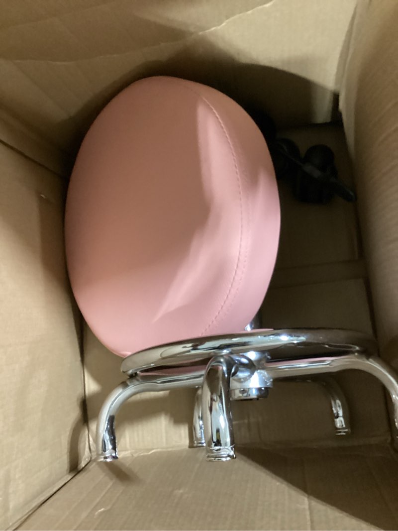 Condition photo showing Good Condition for kktoner pu leather round rolling stool with foot rest swivel height adjustment spa drafting salon tattoo work office massage stools task chair (pink)