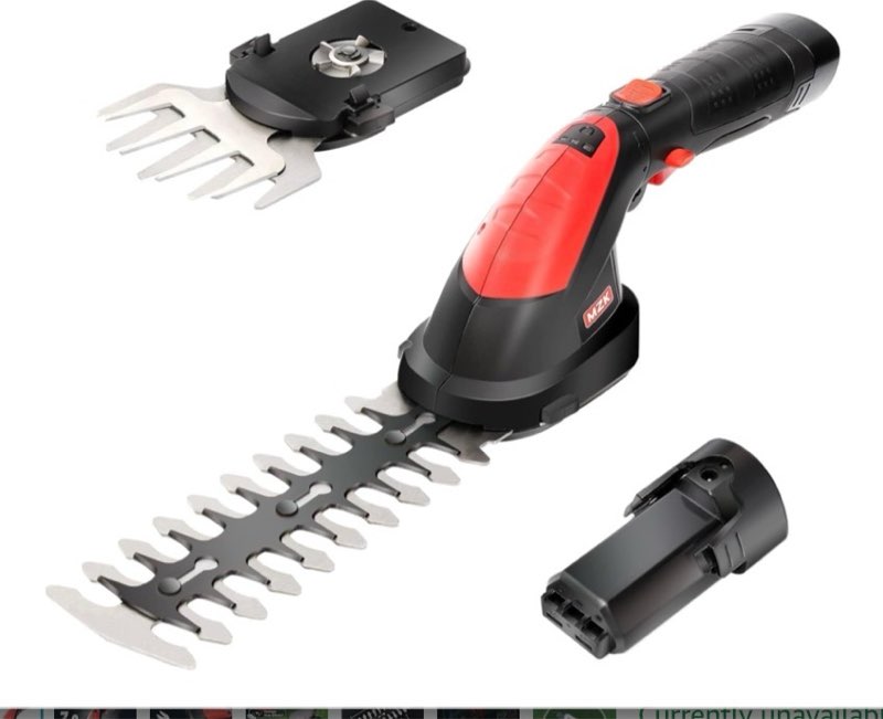 MZK 7.2V Cordless Grass Shear & Hedge Trimmer - 2-in-1 Electric Shrub Trimmer