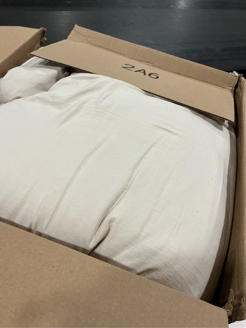 Condition photo showing As Is for bedsure queen comforter set, beige soft prewashed bedding for all seasons, 3 pieces gentlesoft™ bed set, 1 lightweight comforter (90"x90") and 2 pillowcases (20"x26") queen(90"x90") 01 - beige
