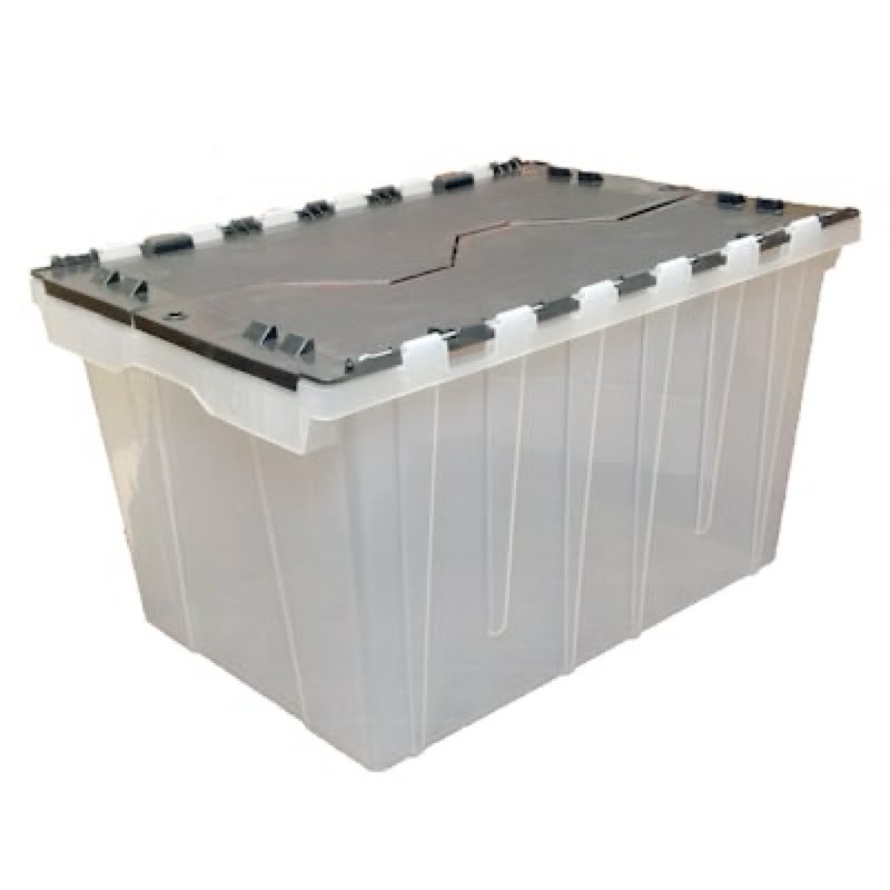 Project Source Medium 12-Gallon (48-Quart) Clear Base, Black Lid Tote with Hinged Lid