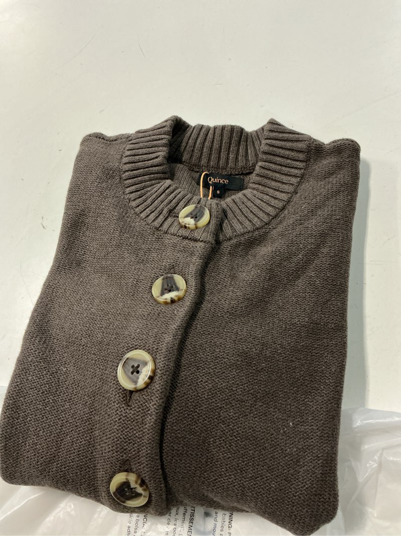 Condition photo showing Good Condition for 100% organic cotton cropped cardigan, s, heather brown