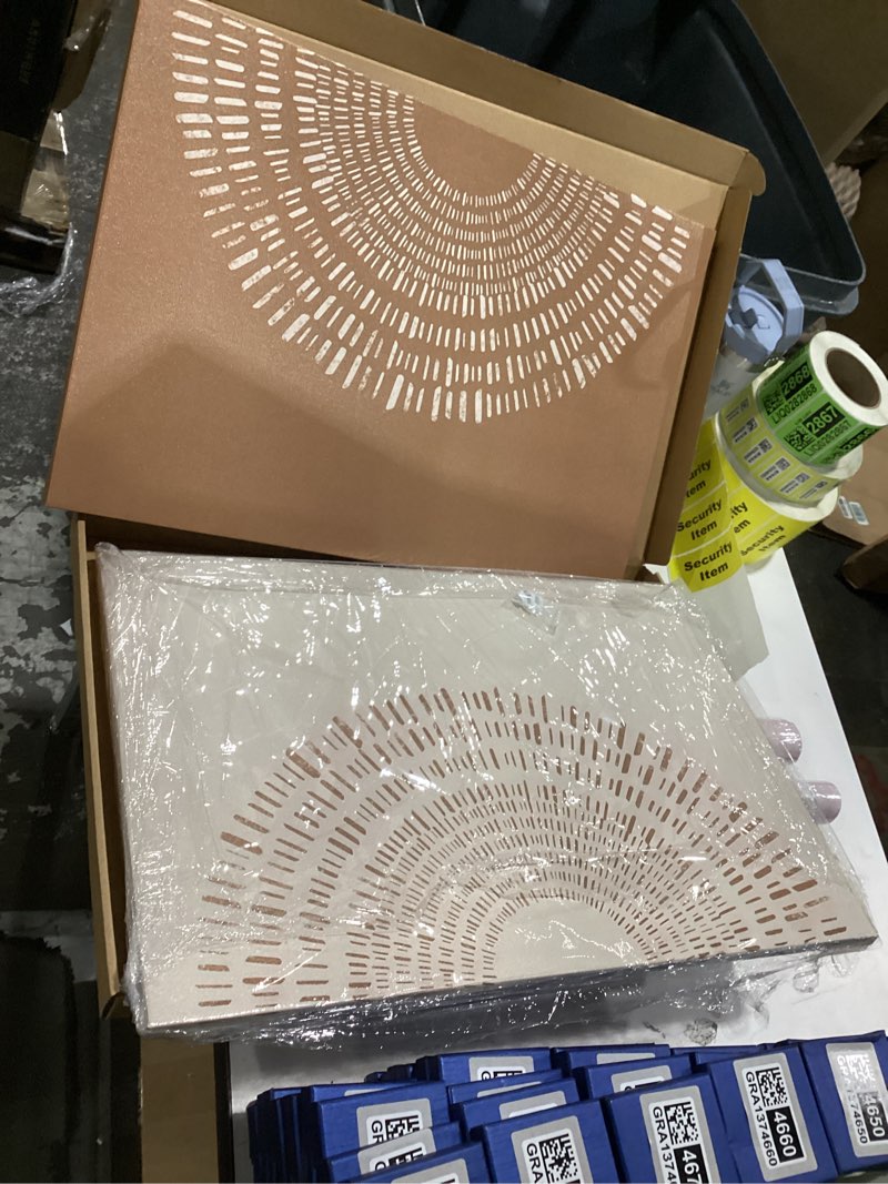 Framed Beige Abstract Canvas Wall Art Bohemian Polka Dot Pattern Neutral Minimalist Painting Poster 