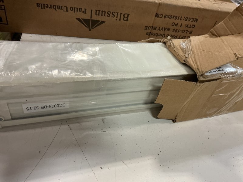 Condition photo showing Good Condition for joydeco 100% blackout roller shades (pro), free-stop cordless blinds for windows, uv protection, natural woven blinds for home and office, light-proof aluminum cover (beige, 32" w x 75" h) beige 32"w x 75"h