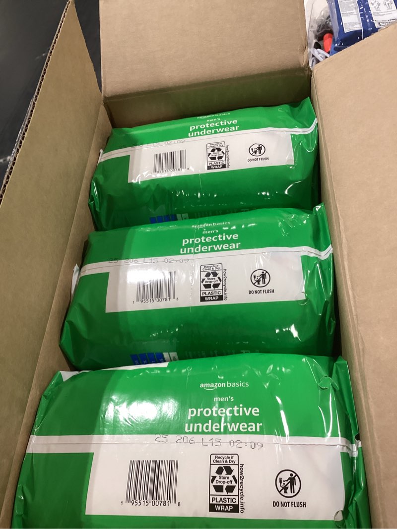 Condition photo showing New/Like New for amazon basics incontinence underwear for men, maximum absorbency, x-large, 48 count (3 packs of 16) x-large 48.0