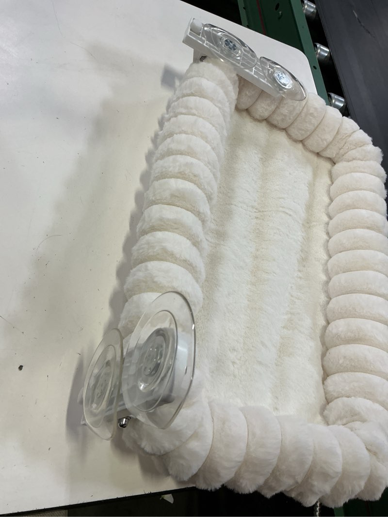 Condition photo showing Good Condition for zakkart snugcloud foldable cat window perch - cordless, ultra soft machine washable bed with 4-sided bolster, metal frame - window hammock for large cats and kittens (cream white, medium) cream white medium (22.8"x15.7")