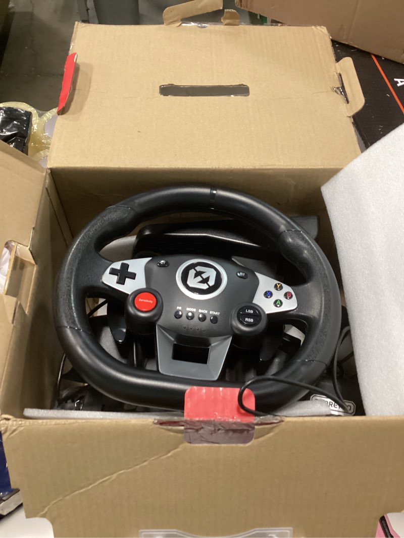 Condition photo showing Good Condition for EVORETRO Steering Wheel for PC, Racing Wheel, Pedals, Paddle & Stick Shifter, Compatible with Nintendo Switch Games - Mario Kart 8 & More! High Vibration Feedback, Adjustable Desk Clamp
