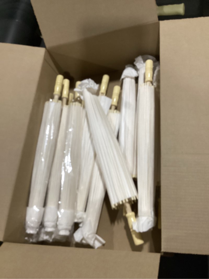 Condition photo showing As Is for meccanixity 6 pcs paper umbrellas ,12" paper parasol umbrella diy oiled paper painting umbrellas for photography props craft party wedding decoration,white white 12"