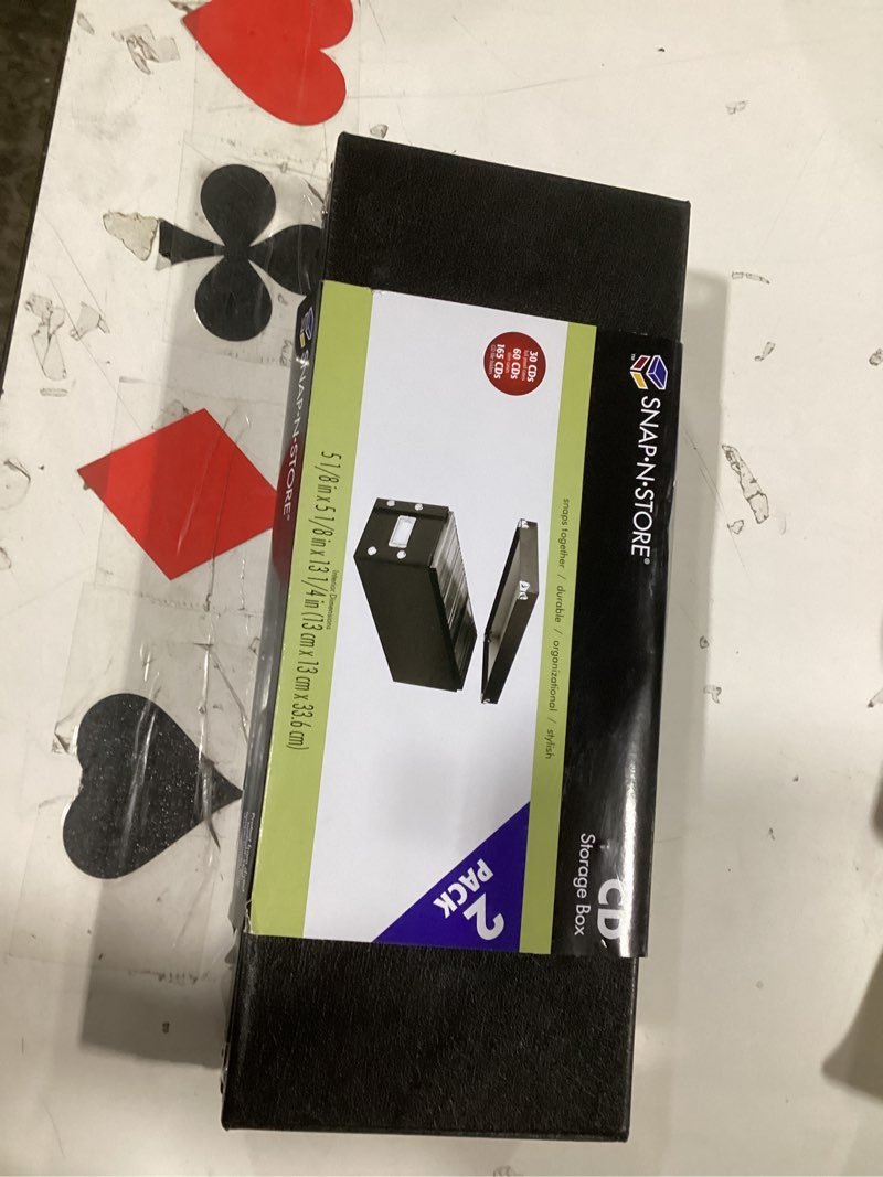 Condition photo showing As Is for Snap-N-Store CD Storage Box - 2 Pack - Durable 5.1 x 5.1 x 13.2 Inch Disc Holders with Lids to Store